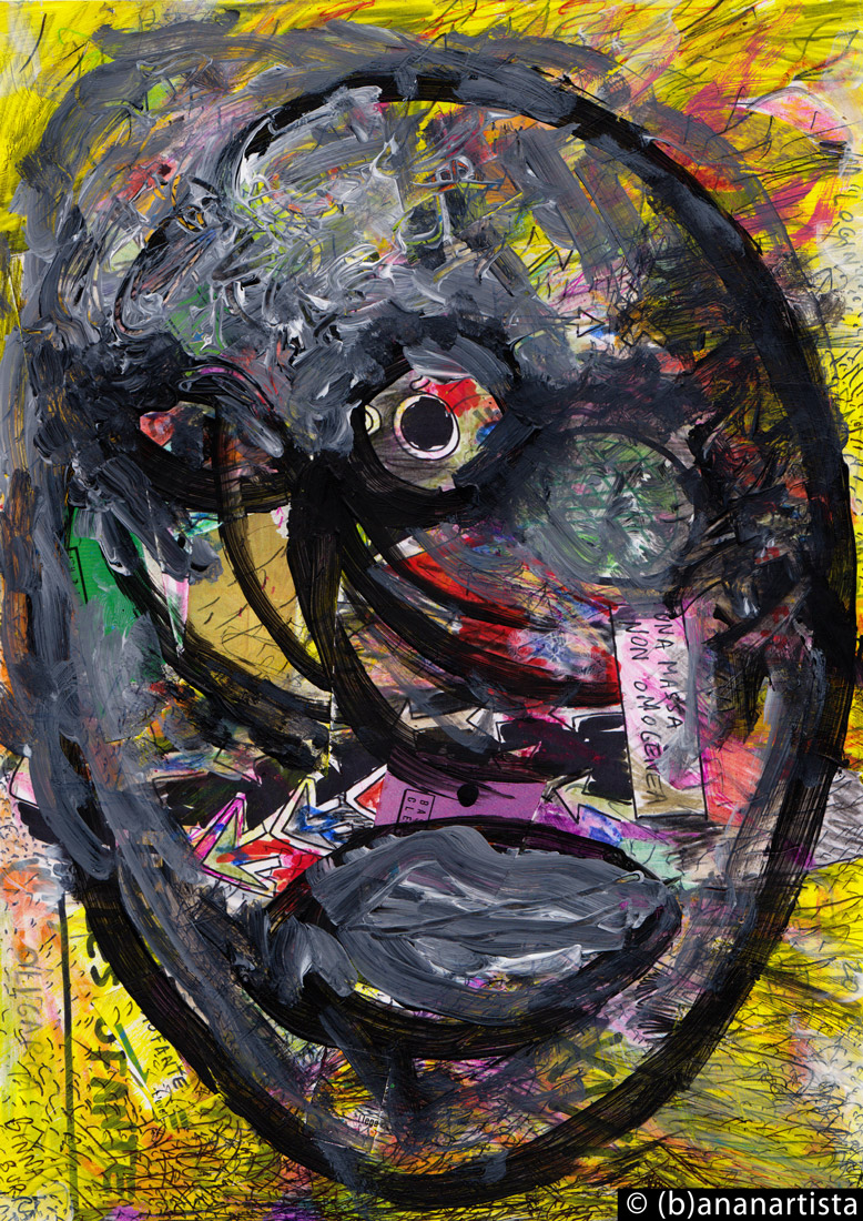 THE MONKEY-MAN OF DELHI portrait painting by (b)ananartista sbuff © 2016 all rights reserved