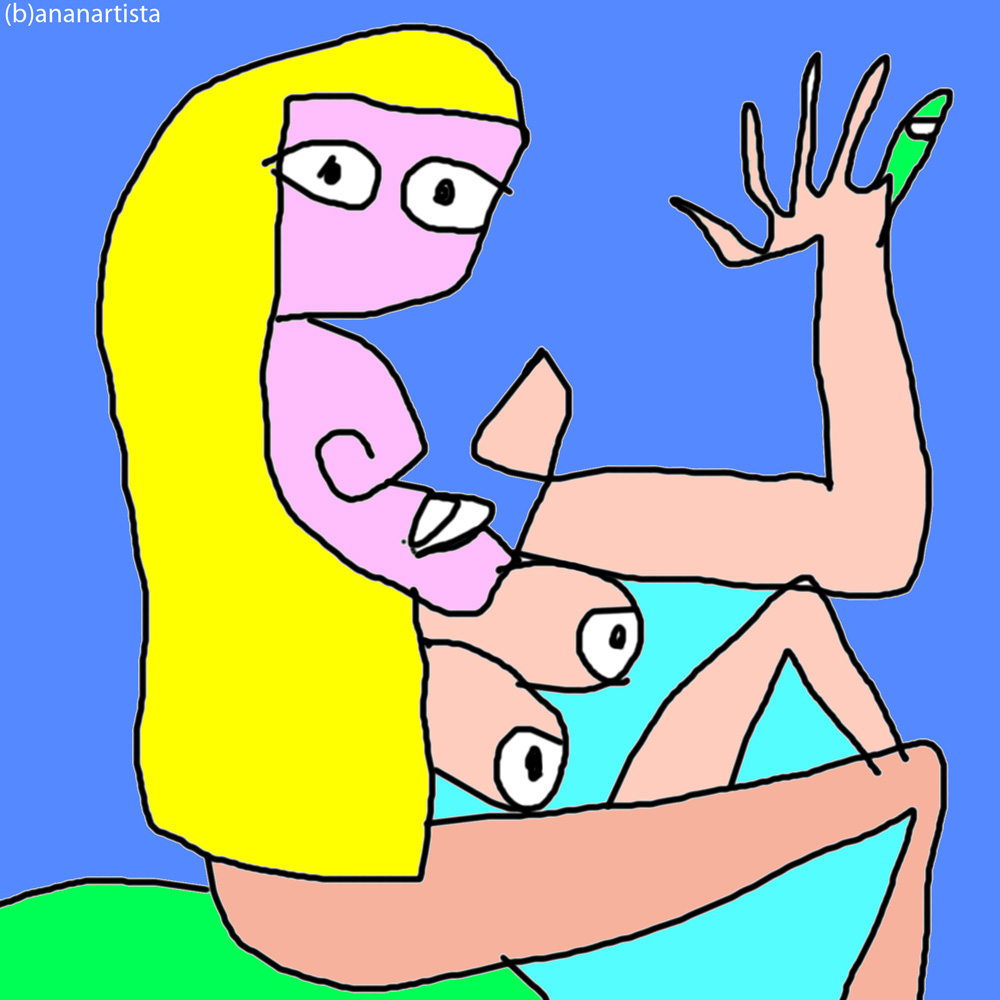 nudo con dito verde: opera digitale di (b)ananartista sbuff