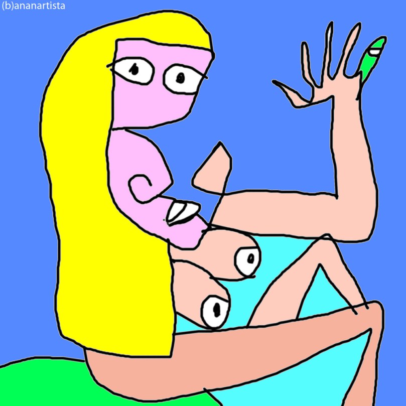 nudo con dito verde: opera digitale di (b)ananartista sbuff