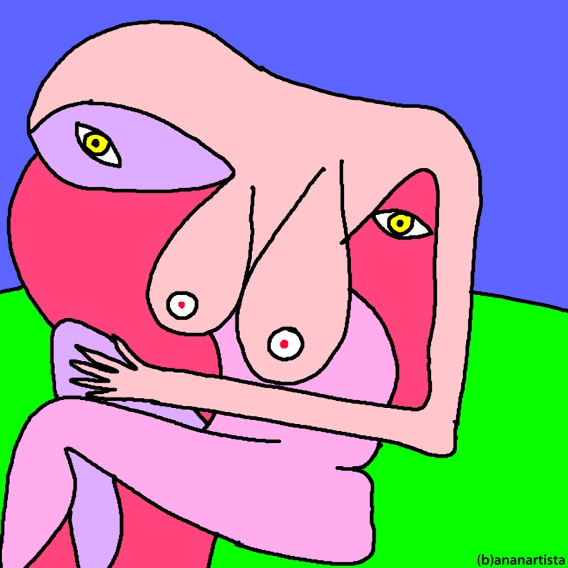nuda donna pensierosa: outsider digital painting surrealism by (b)ananartista sbuff