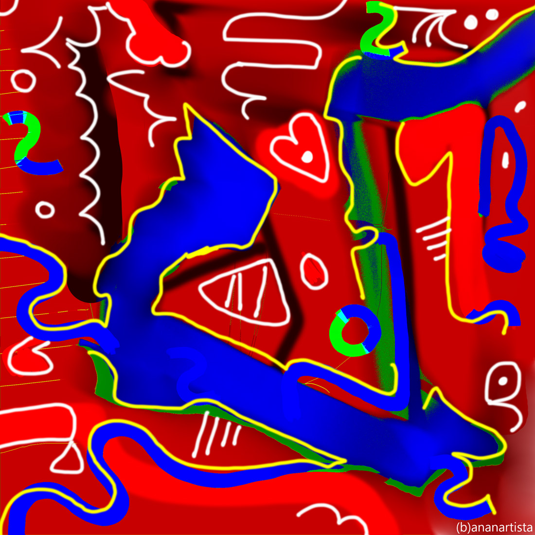 the shape of my heart: digital abstract red art by (b)ananartista sbuff