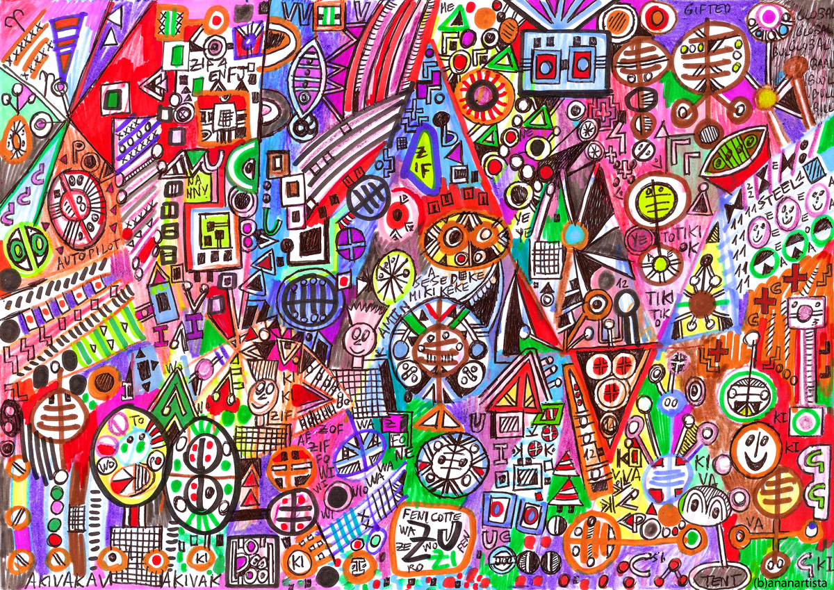 amun eskimo tiki: abstract painting by (b)ananartista sbuff