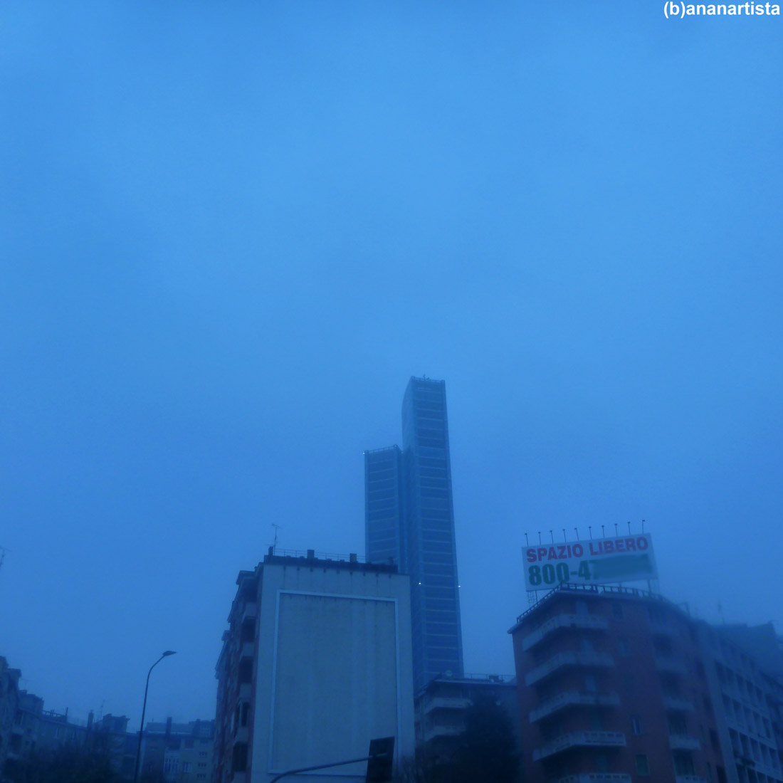 blue city sky in winter