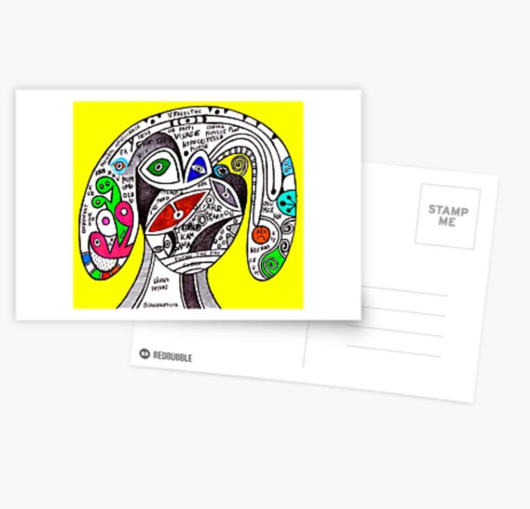 pappi visage the hypocrite visionary artwork by (b)ananartista sbuff redbubble postcard cartolina