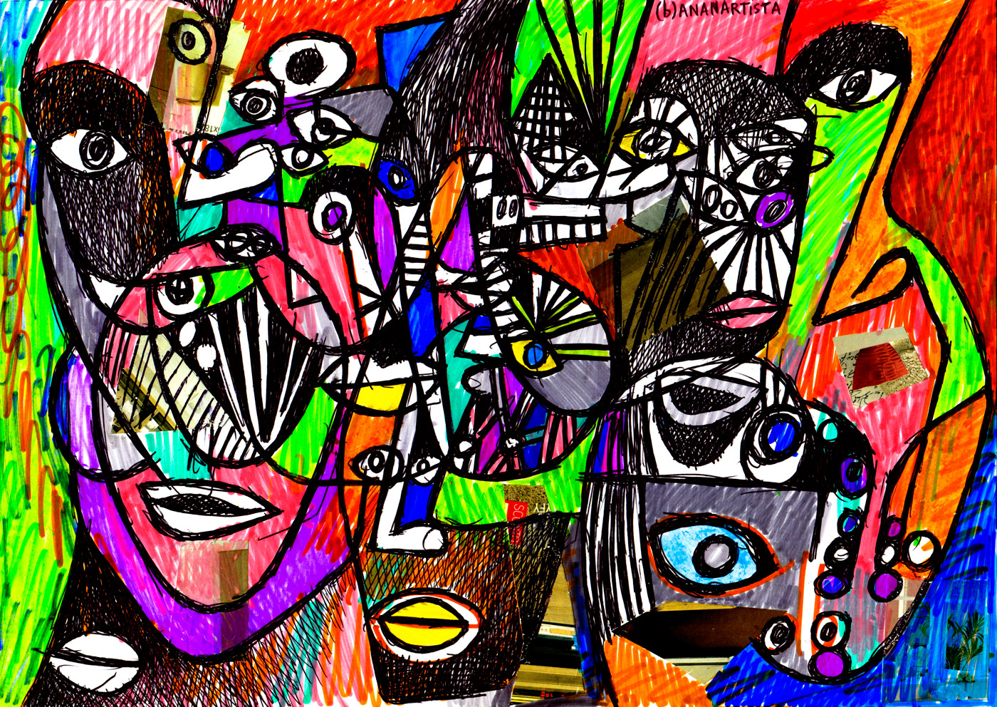 the thousand faces of Juliette Binoche - painting by (b)ananartista sbuff