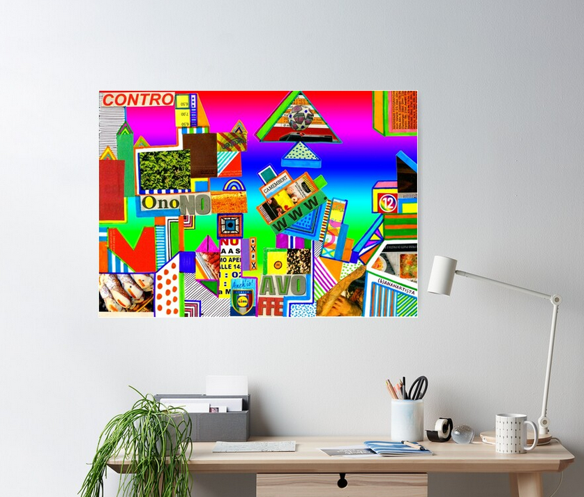 redbubble (b)ananartista contro onono avoffe abstract collage poster medium shop