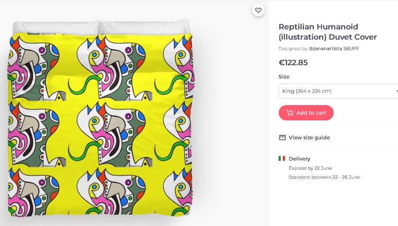 redbubble (b)ananartista reptilian humanoid illustration duvet cover piumone letto shop