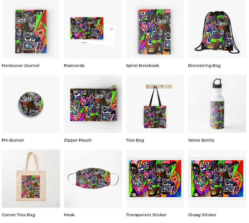 redbubble (b)ananartista thousand faces juliette binoche journal postcards notebook bag button pouch bag bottle mask sticker shop