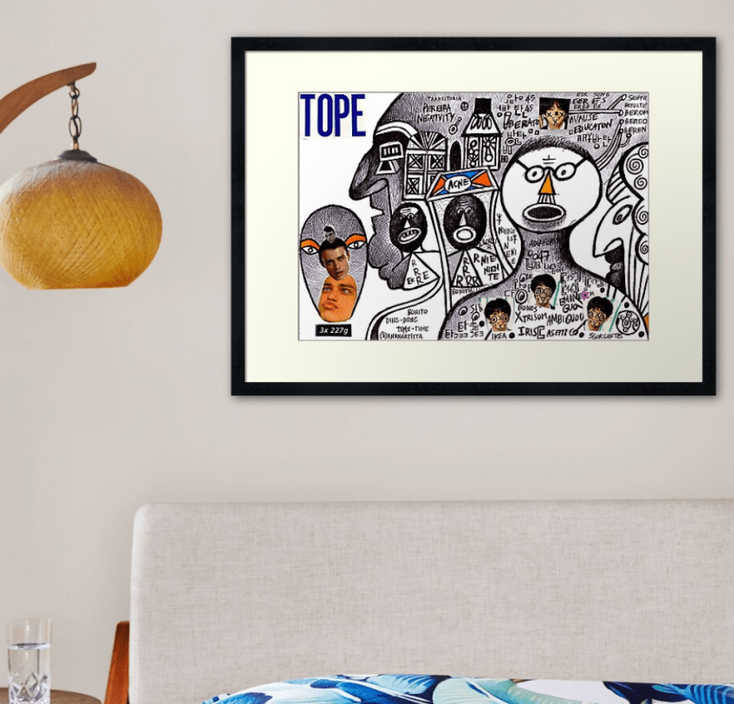 redbubble (b)ananartista tope pereira negativity acne framed art print stampa artistica con cornice shop