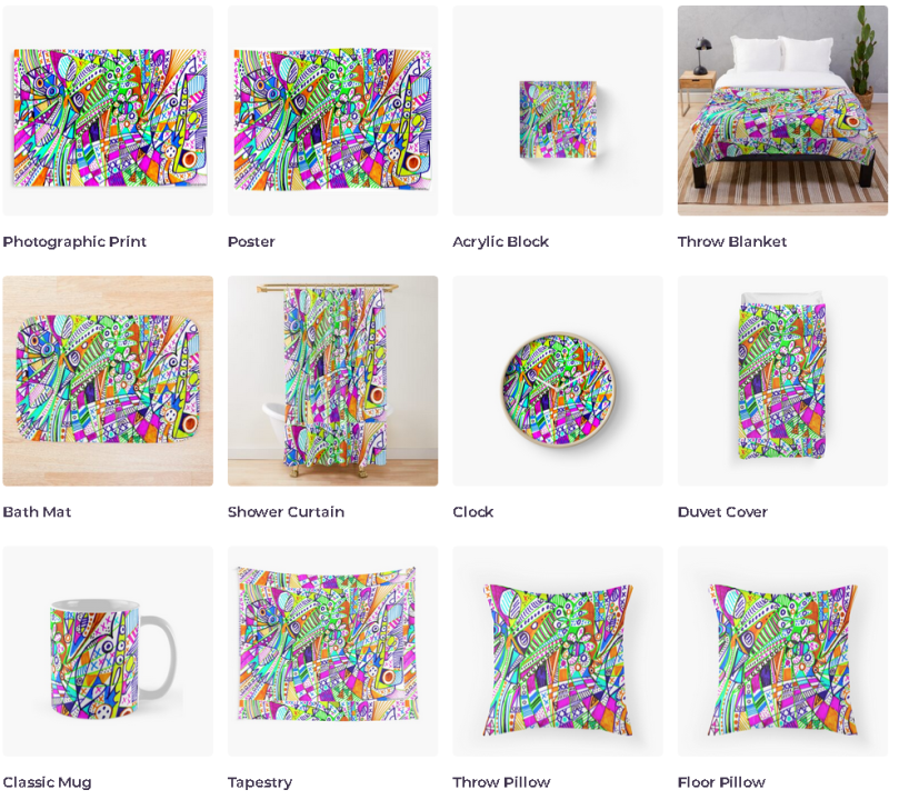 redbubble (b)ananartista ubiquitous szinezett heresy print poster acrylic blanket bath mat curtain clock duvet mug tapestry pillow shop art