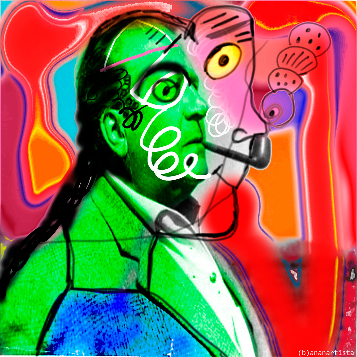 Stéphane Lupasco collage art by (b)ananartista sbuff