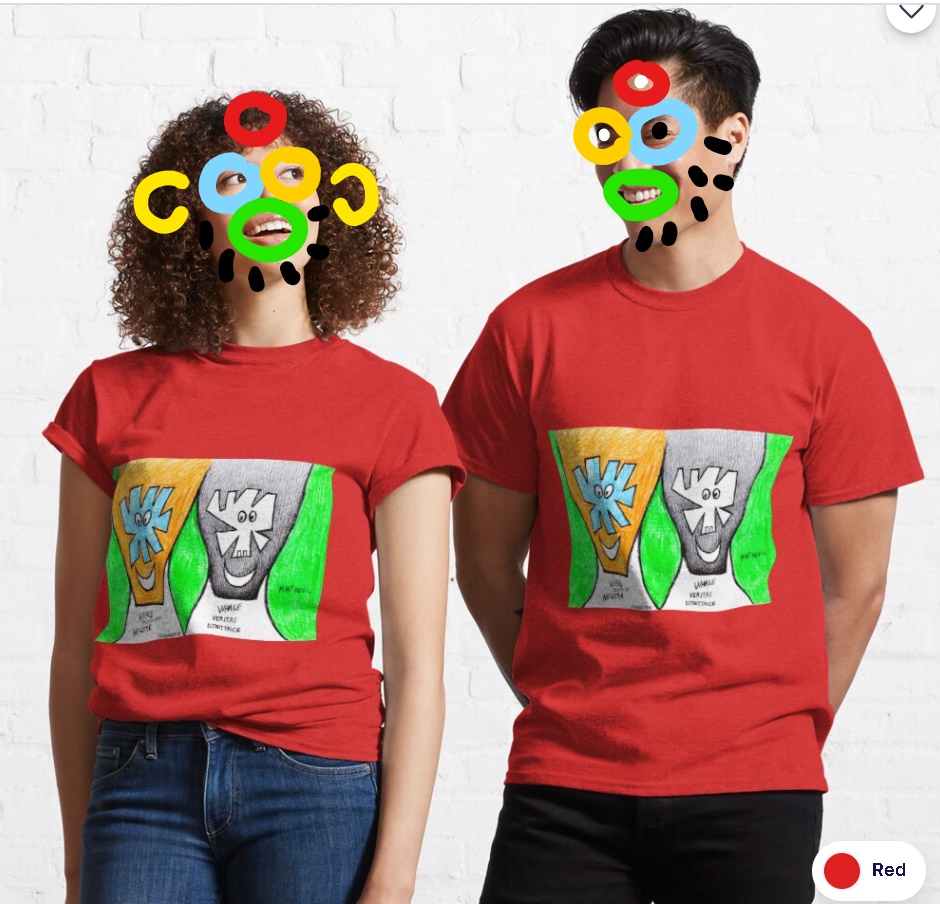(b)ananartista redbubble smiling couple original artwork classic t-shirt art shop models