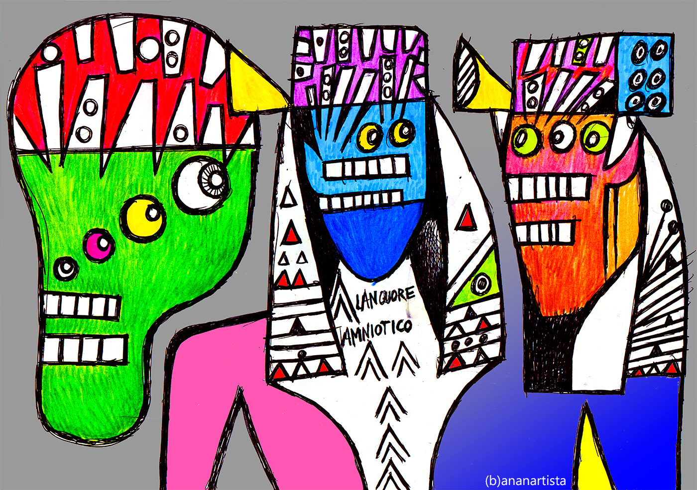 Thoth as a baboon with two Pharaohs illustration by (b)ananartista sbuff