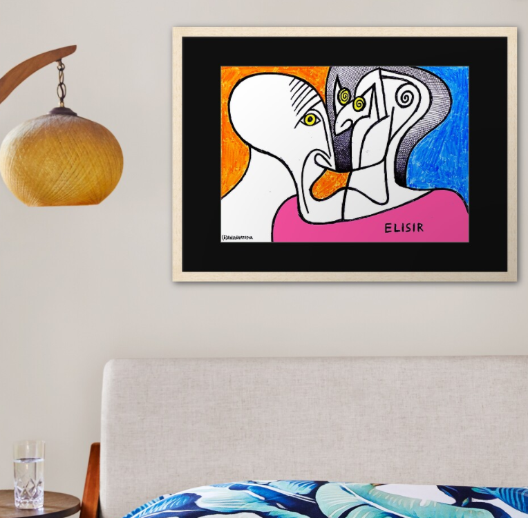 redbubble (b)ananartista elixir elisir original artwork framed art print shop cornice espressionismo