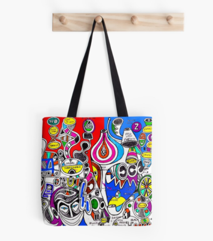 redbubble (b)ananartista super consciousness original artwork tote bag all over print art shop small